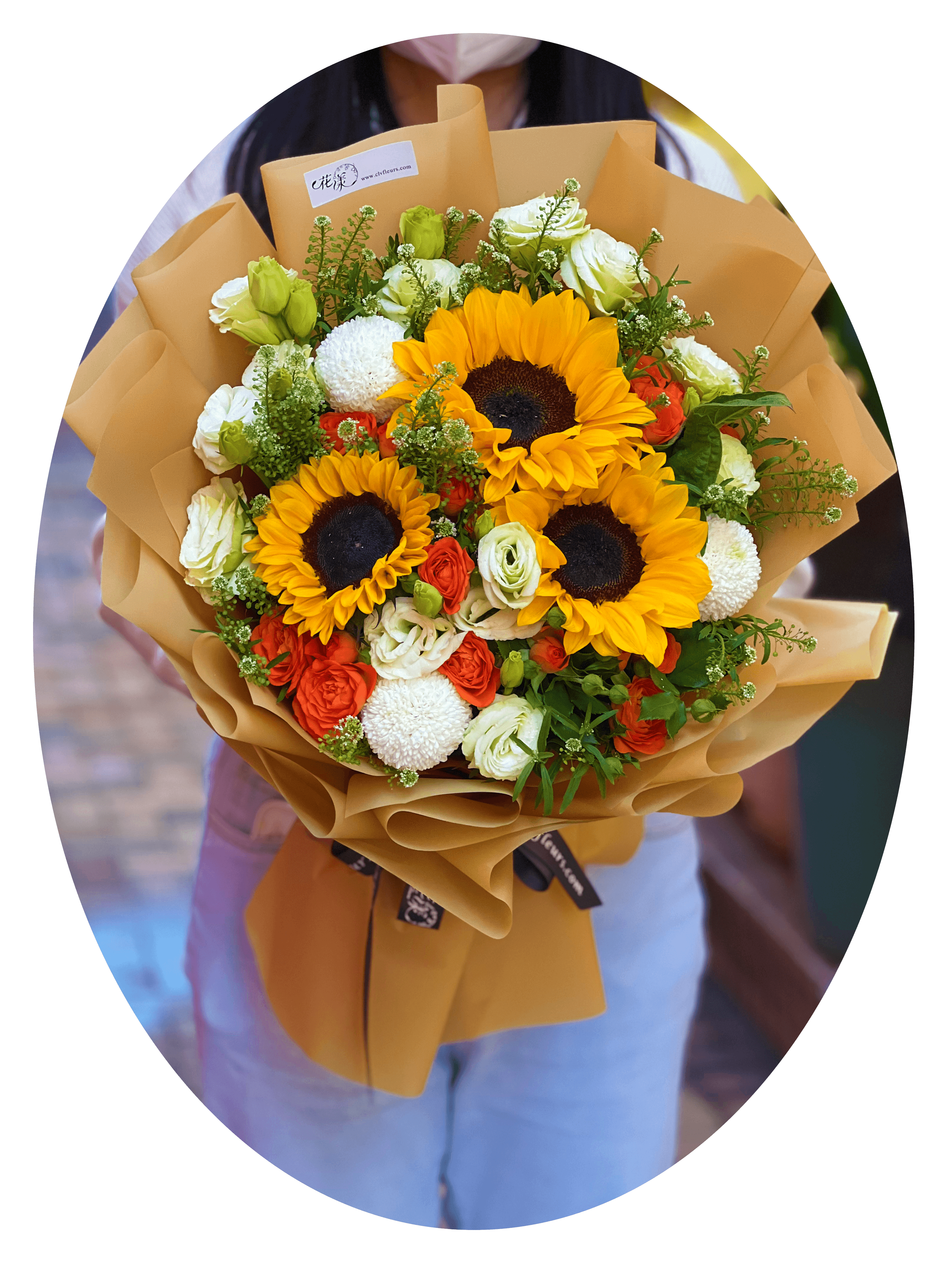 花柄 生地 オックス ひまわり 向日葵 布 綿 白 赤 紺 植物