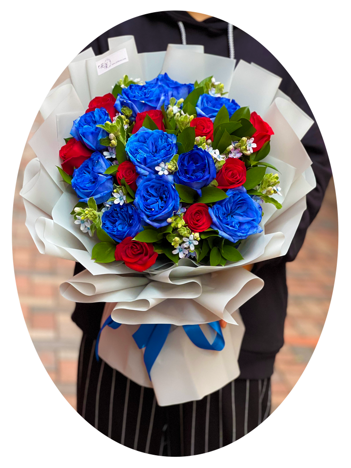 藍色荔枝玫瑰鮮花花束 BB03