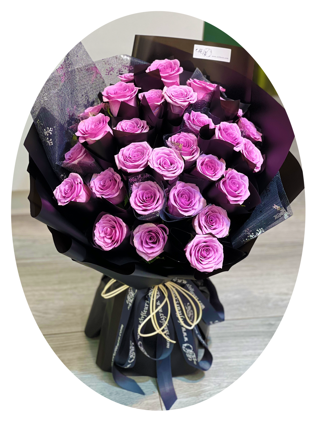 29枝PURPLE 紫色玫瑰 鮮花花束 配