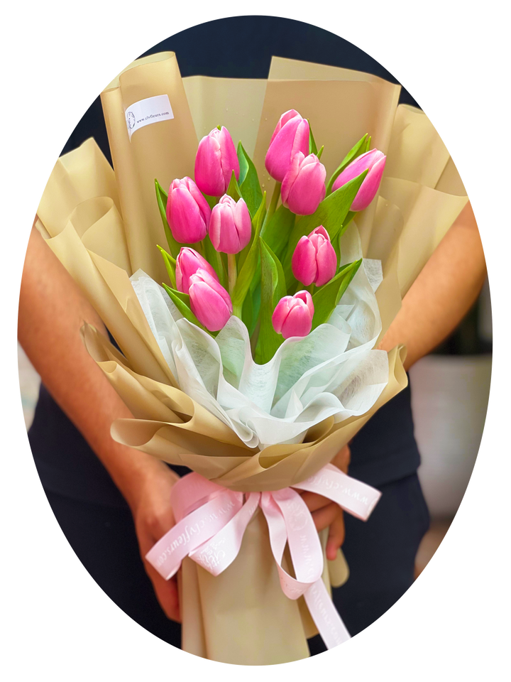 Tulip 粉紅色鬱金香鮮花花束 TPB03